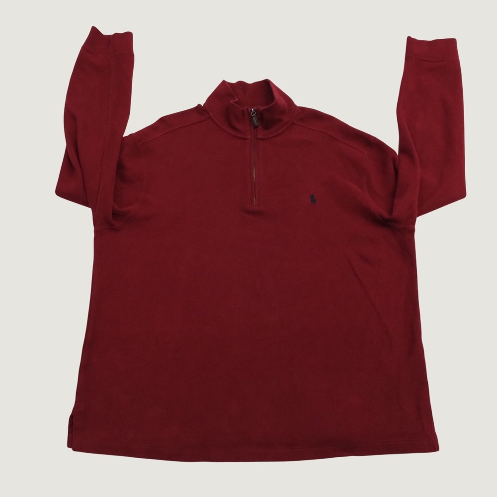 Polo Ralph Lauren Quarter Zip Mens Red Cotton Pullover Preppy XL 1/4 Zip